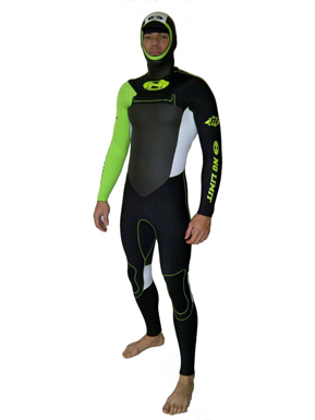 Hooded Wetsuit Full Body - Complete hooded wetsuit showing full coverage